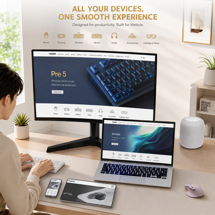 Multi-Device Ergonomic Wireless Mouse MT760L/MT760M – 4000 DPI – Laser Sensor – 11 Programmable Buttons – 90-Day Battery Life – USB-C Recharge – M+ Cross-Computer Technology – Qi Wireless Charging Compatible