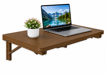 Table Pliante Murale en Bois de Noyer – 61×41 cm ou 81×61 cm – Design Minimaliste – Charge Maximale 136 kg – Bois de Pin Naturel Écologique – Mécanisme à Dégagement Simple – Pour Cuisine, Bureau, Buanderie, Bar, Salon