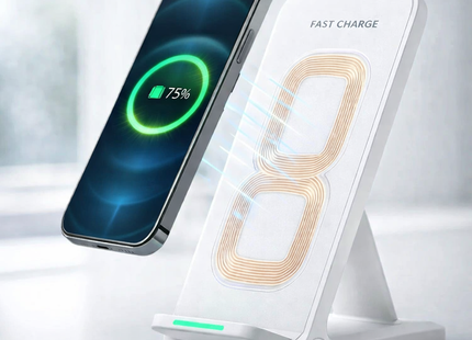 Soporte de Carga Inalámbrica Rápida de 65W – Estación de Inducción con Soporte Integrado – Compatible con iPhone 17, 16, 15, 14, 13 (Pro/Pro Max), Samsung, Xiaomi – Conector Tipo-C