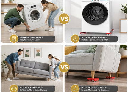 Lot de 5 Pièces Roulettes Déplace-Meubles Lourdes – Dispositif à Galets pour Transport Facile – Support de Charge 300 kg (4 pièces) – Patin Amortisseur 360° – Pour Armoires, Canapés, Réfrigérateurs, Machines à Laver