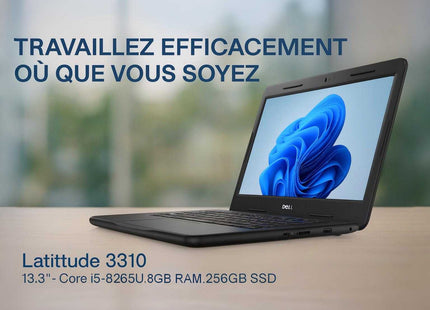 Dell Latitude 3310 Ordinateur Portable 13.3" - Core i5-8265U, 8GB RAM, 256GB SSD, Windows 11 Home