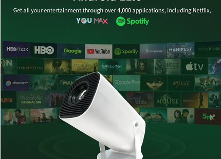 Mini Projecteur Portable Android 11 [2026] | WiFi 6 & Bluetooth 5.4 | Compatible 4K, Home Cinema, Extérieur | 720P Native, 150 ANSI, Léger (0.75kg)