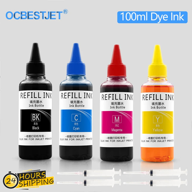 100ML Refill Dye Ink Kit For HP 903 904 905 907XL 908XL 909XL Officejet Pro 6950 6970 6760 6951 6954 6958 6974 6978 printer
