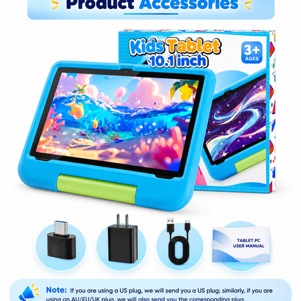 Kids Tablet, 10.1-inch Android 15 Kids Tablet 2020 with Eye Protection Screen, 8GB (4+4GB) RAM 64GB Storage, 5000mAh Battery