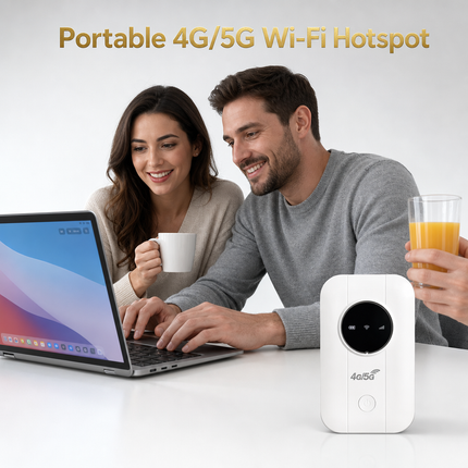 Routeur Portable 4G/5G 300 Mbps – Alimenté par USB – Point d'Accès Mobile de Poche – WiFi de Poche – Emplacement Carte SIM – Version Asie ou Europe – Blanc – 10 x 6 cm