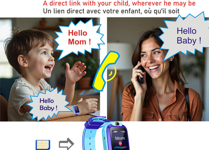 Montre Connectée Enfant GPS 2G XMSJ Q12 Max Pro Kids Smart - Appels, SOS, Étanche, Tracker - Pour Filles et Garçons