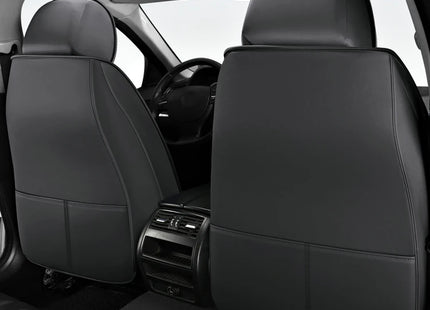 Housse de Siège de Voiture 5 Places – Nouveau Support Lombaire Fixe – Cuir Nappa Soie Glacée – Universel Quatre Saisons – Adapté à la Plupart des Voitures – Mousse PE Rembourrée