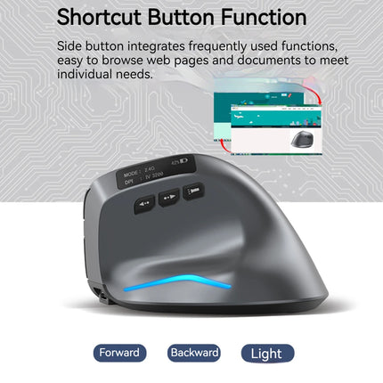 Souris Sans Fil – 2,4 GHz et Bluetooth – Écran LED DPI Réglable – 8 Boutons – 3200 DPI – Rechargeable – Pour Ordinateur Portable, Bureau et Gaming – Certifiée CE – Main Droite