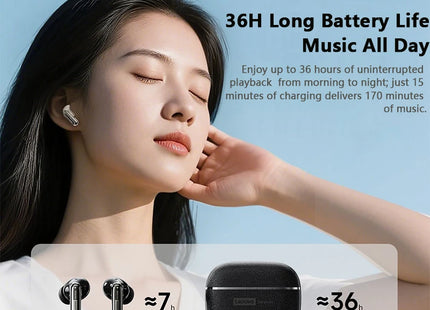 Lenovo Pro LE2 TWS – Écouteurs Bluetooth 6.0 Cuir, Réduction de Bruit ENC, 36h Autonomie, 38ms Latence pour Jeu