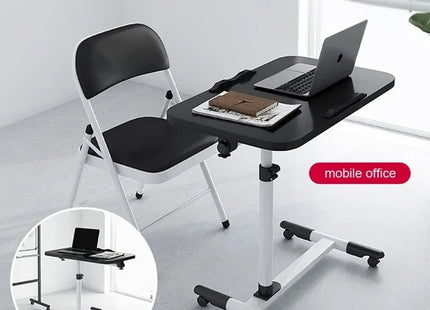 Bureau de Chevet pour Ordinateur Portable – Table Inclinable avec Tiroirs – Plateau Rotatif 360° – Hauteur Réglable 65-95 cm – 4 Roues Verrouillables – Pliable – Cadre Acier Robuste – Charge 11 kg – Bureau d’Appoint pour Lit, Canapé, Salon