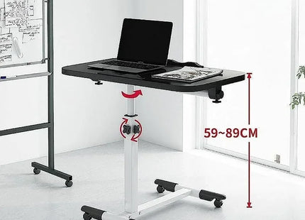 Bureau de Chevet pour Ordinateur Portable – Table Inclinable avec Tiroirs – Plateau Rotatif 360° – Hauteur Réglable 65-95 cm – 4 Roues Verrouillables – Pliable – Cadre Acier Robuste – Charge 11 kg – Bureau d’Appoint pour Lit, Canapé, Salon