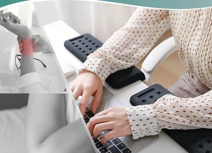 Repose-Poignet Ergonomique en Forme de L – Support pour Poignet et Avant-Bras – Base en Mousse Antidérapante – Confort Optimal pour le Travail sur Ordinateur – Cuir de Haute Qualité – 1 Pièce