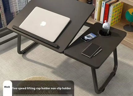 Table Ergonomique Pliable – Lit Intégré – Bureau Paresseux pour Ordinateur Portable – Hauteur Réglable – Polyvalent – Forme en L – Bois Massif – Poids 2,1 kg – Coloris Noir, Blanc, Bois – Moderne et Compact