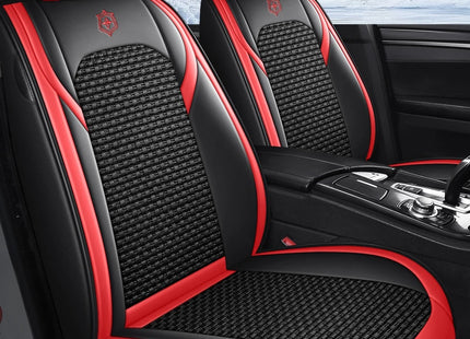 Housses de Siège de Voiture 5 Places Premium – Cuir PU – Tissu en Soie Glacée – Couverture Complète – Appui-Tête Fendu – Antidérapant – Durable – Ajustement Universel – 95% des Voitures