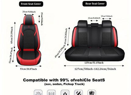 Housses de Siège de Voiture 5 Places Premium – Cuir PU – Tissu en Soie Glacée – Couverture Complète – Appui-Tête Fendu – Antidérapant – Durable – Ajustement Universel – 95% des Voitures