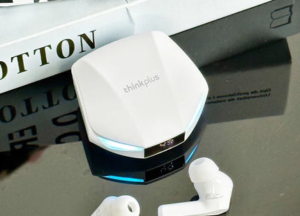 Lenovo Pro XT – Écouteurs Bluetooth 5.4 Gaming à Faible Latence, Affichage LED, Mode Double Jeu/Musique, IPX4 (Noir/Blanc/Gris)