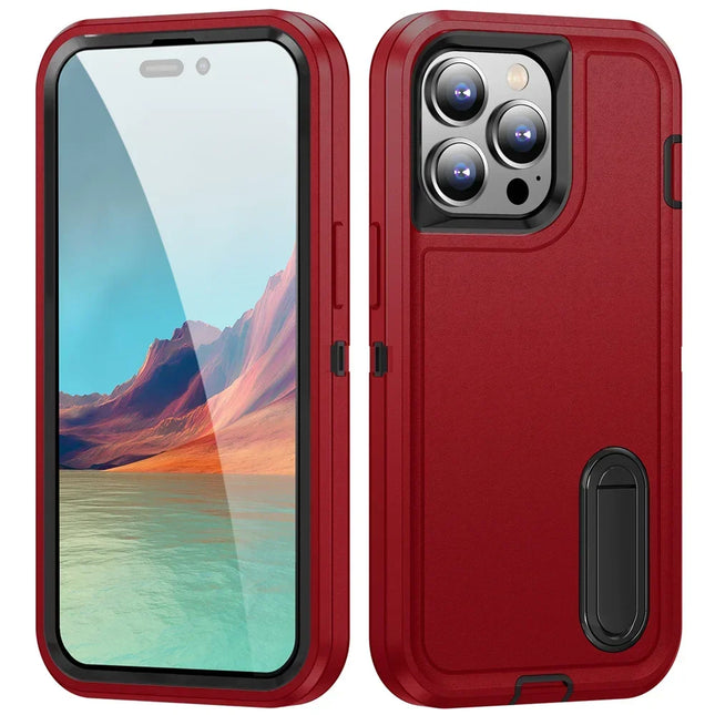 Coque Étui Anti-Choc Militaire à 3 Couches avec Support Kickstand | Pour iPhone 17 Pro Max, 16 15 14 13 12 11 Pro Max Plus etc | Protection Lourde PC + TPU