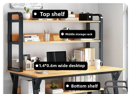 Bureau d’Ordinateur Multifonctionnel pour Chambre à Coucher – Simple et Élégant – Avec Bibliothèque Intégrée et Bureau d’Écriture – Style Modern Minimalism – Bois Durable – Poids 25 kg – Idéal pour Étude, Maison, Bureau