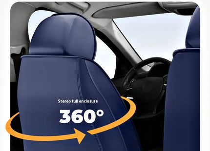 Housse de Siège de Voiture 5 Places – Nouveau Support Lombaire Fixe – Cuir Nappa Soie Glacée – Universel Quatre Saisons – Adapté à la Plupart des Voitures – Mousse PE Rembourrée