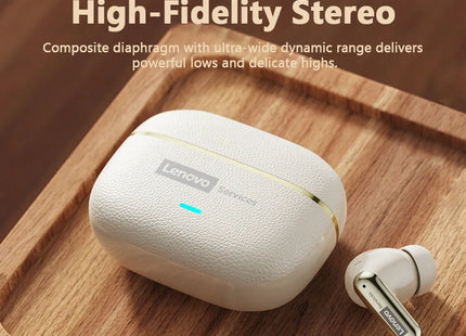 Lenovo Pro LE2 TWS – Écouteurs Bluetooth 6.0 Cuir, Réduction de Bruit ENC, 36h Autonomie, 38ms Latence pour Jeu