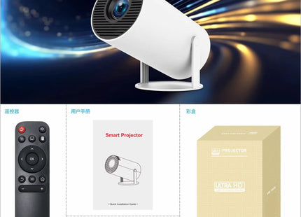 MOMAN Mini Projecteur Portable 4K, Projecteur HD WiFi 200" - Compatible Smartphone/iPhone/PC/PS5/USB, Autofocus, Correction Keystone Automatique, Double Haut-Parleurs, Idée Cadeau