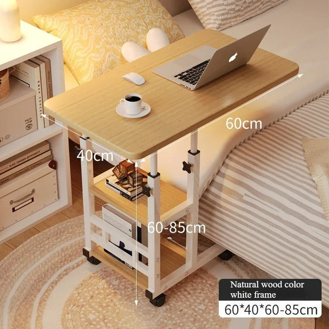 Petit Bureau Multifonctionnel pour Chambre à Coucher / Dortoir / Bureau à Domicile – Table d’Étude Peu Encombrante pour Étudiants – Avec Roulettes – Design Moderne – Métal Durable – Assemblage Facile