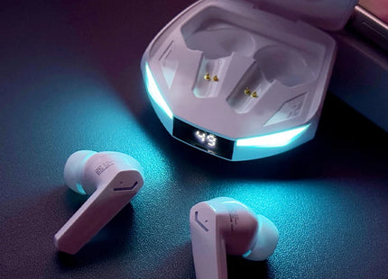 Lenovo Pro XT – Écouteurs Bluetooth 5.4 Gaming à Faible Latence, Affichage LED, Mode Double Jeu/Musique, IPX4 (Noir/Blanc/Gris)