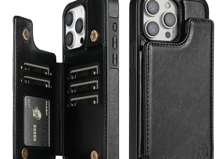 Anti-RFID and Anti-Theft Magnetic PU Leather Wallet Case | For iPhone 16 Pro Max 15 Plus 14 13 12 11 SE3 SE2 XR XS 8 7 | Protective Pocket Case with Card Holder and Stand