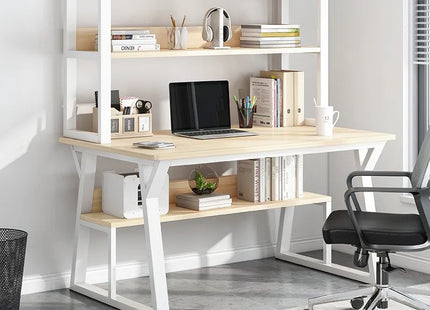 Bureau d’Ordinateur Multifonctionnel pour Chambre à Coucher – Simple et Élégant – Avec Bibliothèque Intégrée et Bureau d’Écriture – Style Modern Minimalism – Bois Durable – Poids 25 kg – Idéal pour Étude, Maison, Bureau