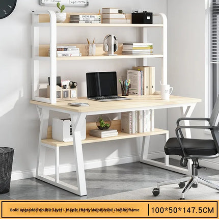 Bureau d’Ordinateur Multifonctionnel pour Chambre à Coucher – Simple et Élégant – Avec Bibliothèque Intégrée et Bureau d’Écriture – Style Modern Minimalism – Bois Durable – Poids 25 kg – Idéal pour Étude, Maison, Bureau