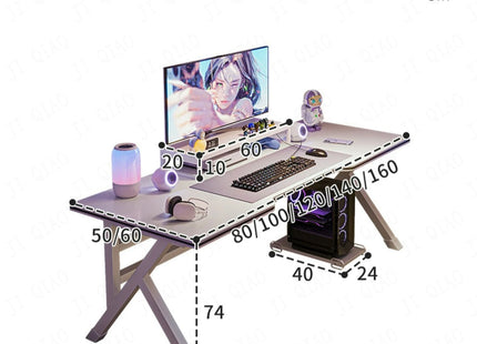 Bureau d'Ordinateur de Jeu et de Diffusion Web – Bureau à Domicile – Table Ergonomique – Chambre à Coucher Simple Moderne – Table d'Étude – Pliable – Coloris Blanc/Noir – Panneau de Densité – Style Simple et Moderne