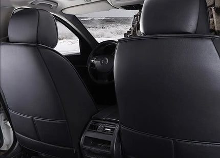 Housse de Siège de Voiture 5 Places Universelle – Pour la Plupart des Sièges de Voiture – Éponge et Cuir Artificiel – Rembourrage Mousse à Mémoire de Forme – Imperméable – Toutes Saisons – Rangement et Organisation – Protection Complète