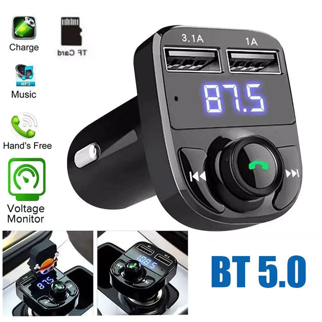 Émetteur FM Bluetooth 5.0 Voiture - Double USB 3.1A - Charge Rapide - Affichage Numérique - Kit Mains-Libres