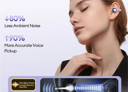 Casque Bluetooth Lenovo Pro LE3  : Réduction de Bruit Active, 25h d'Autonomie, Écouteurs Sport Clip Ear (IPX4, Bluetooth 6.0) - Gris/Violet/Beige/Rose