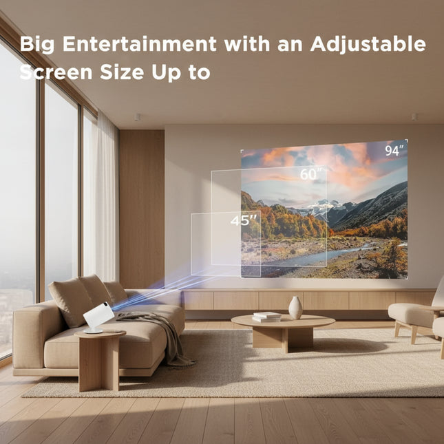 MOMAN Mini Projecteur Portable 4K, Projecteur HD WiFi 200" - Compatible Smartphone/iPhone/PC/PS5/USB, Autofocus, Correction Keystone Automatique, Double Haut-Parleurs, Idée Cadeau