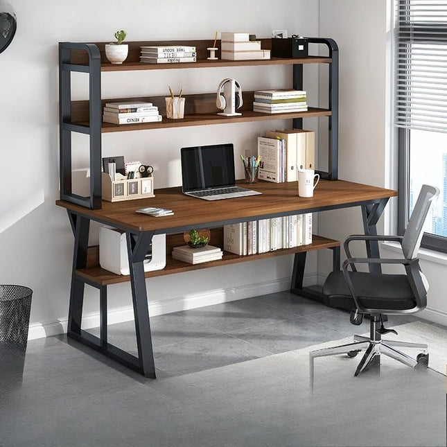 Bureau d'Ordinateur Stable avec Étagère Intégrée – Bureau d'Écriture pour la Maison – Petit Bureau Simple pour Appartement – Avec Panneau Perforé – Design Compact et Fonctionnel – Idéal pour Petits Espaces – Style Simple – Bois Durable