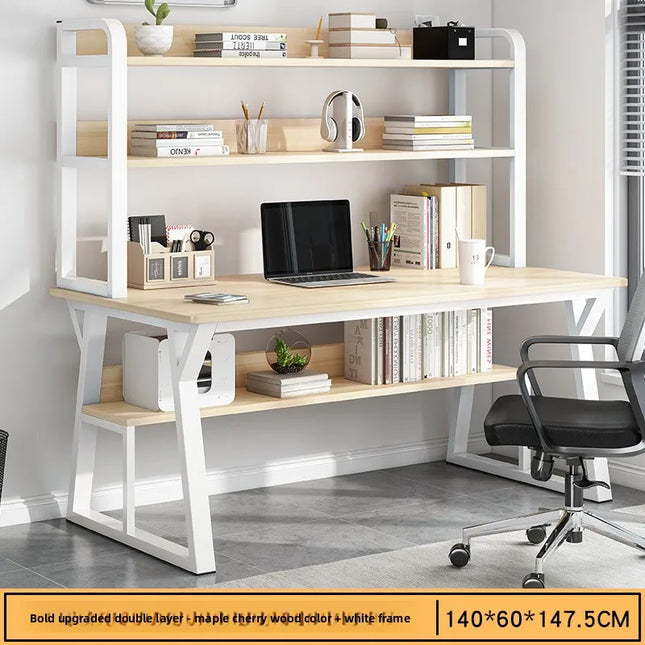 Stable Computer Desk with Integrated Shelf – Home Writing Desk – Small Simple Desk for Apartment – With Pegboard – Compact and Functional Design – Ideal for Small Spaces – Simple Style – Durable Wood