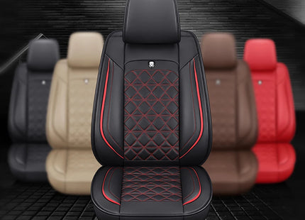 Housse de Siège de Voiture 5 Places Universelle – Pour la Plupart des Sièges de Voiture – Éponge et Cuir Artificiel – Rembourrage Mousse à Mémoire de Forme – Imperméable – Toutes Saisons – Rangement et Organisation – Protection Complète