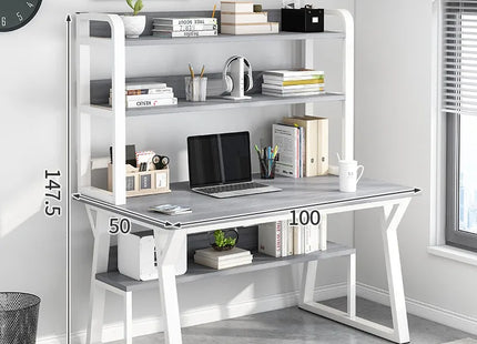 Bureau d’Ordinateur Multifonctionnel pour Chambre à Coucher – Simple et Élégant – Avec Bibliothèque Intégrée et Bureau d’Écriture – Style Modern Minimalism – Bois Durable – Poids 25 kg – Idéal pour Étude, Maison, Bureau