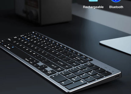 Clavier Sans Fil Bluetooth 5.0 & 2.4G – Mini Clavier Multimédia 102 Touches Ergonomique Compatible PC, Laptop, MacBook, iPad & Android