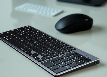Clavier Sans Fil Bluetooth 5.0 & 2.4G – Mini Clavier Multimédia 102 Touches Ergonomique Compatible PC, Laptop, MacBook, iPad & Android