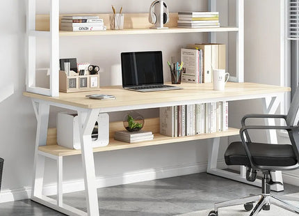 Bureau d’Ordinateur Multifonctionnel pour Chambre à Coucher – Simple et Élégant – Avec Bibliothèque Intégrée et Bureau d’Écriture – Style Modern Minimalism – Bois Durable – Poids 25 kg – Idéal pour Étude, Maison, Bureau