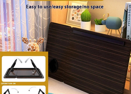 Table Ergonomique Pliable – Lit Intégré – Bureau Paresseux pour Ordinateur Portable – Hauteur Réglable – Polyvalent – Forme en L – Bois Massif – Poids 2,1 kg – Coloris Noir, Blanc, Bois – Moderne et Compact
