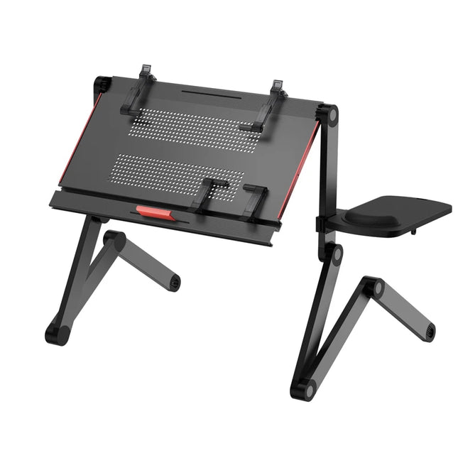 Bureau pour Ordinateur Portable Couché – Support Pliable et Réglable pour Tablette – Table de Lit Mobile – Étagère pour Clavier Intégrée – Aluminium Léger – Indépendant – Pour Lit, Canapé, Bureau