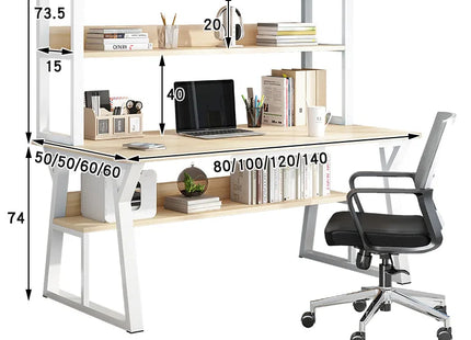Bureau d’Ordinateur Multifonctionnel pour Chambre à Coucher – Simple et Élégant – Avec Bibliothèque Intégrée et Bureau d’Écriture – Style Modern Minimalism – Bois Durable – Poids 25 kg – Idéal pour Étude, Maison, Bureau