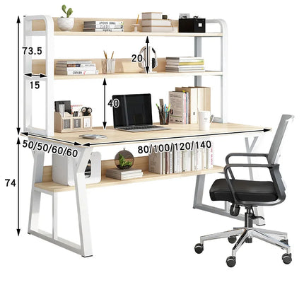 Bureau d’Ordinateur Multifonctionnel pour Chambre à Coucher – Simple et Élégant – Avec Bibliothèque Intégrée et Bureau d’Écriture – Style Modern Minimalism – Bois Durable – Poids 25 kg – Idéal pour Étude, Maison, Bureau