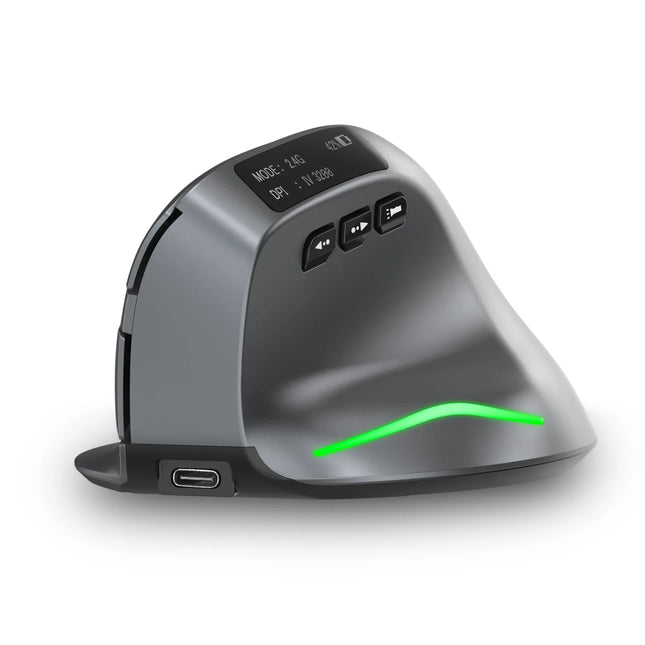 Souris Sans Fil – 2,4 GHz et Bluetooth – Écran LED DPI Réglable – 8 Boutons – 3200 DPI – Rechargeable – Pour Ordinateur Portable, Bureau et Gaming – Certifiée CE – Main Droite