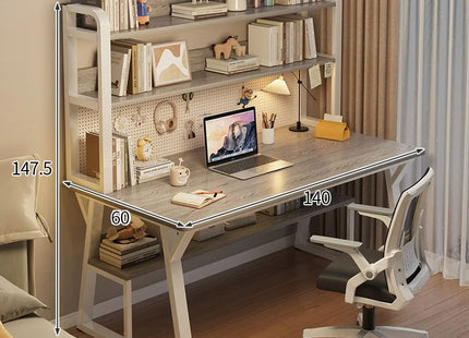Bureau d’Ordinateur Multifonctionnel pour Chambre à Coucher – Simple et Élégant – Avec Bibliothèque Intégrée et Bureau d’Écriture – Style Modern Minimalism – Bois Durable – Poids 25 kg – Idéal pour Étude, Maison, Bureau