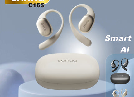 Écouteurs Open Ear Sanag C16S Conduction Osseuse - Bluetooth 5.4, 56h Autonomie, HiFi, IPX7, Confort Léger pour Sport et Bureau