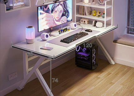 Bureau d'Ordinateur de Jeu et de Diffusion Web – Bureau à Domicile – Table Ergonomique – Chambre à Coucher Simple Moderne – Table d'Étude – Pliable – Coloris Blanc/Noir – Panneau de Densité – Style Simple et Moderne
